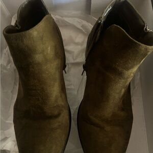 Olive Suede Ankle Boots